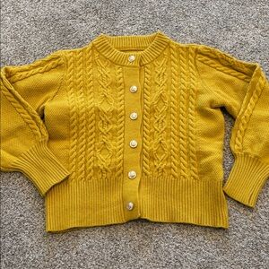 Yellow Cable Knit Cardigan